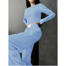 Жіночий костюм штани з лонгслівом Блакитний, 42/44