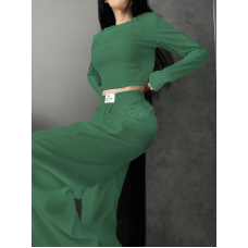 Жіночий костюм штани з лонгслівом Зелений, 50/52