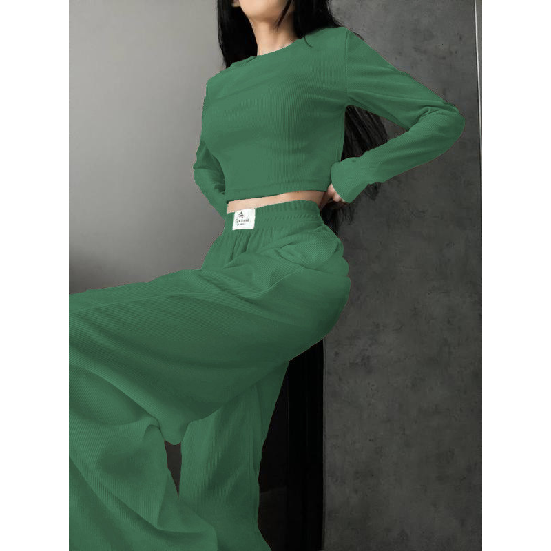 Жіночий костюм штани з лонгслівом Зелений, 50/52