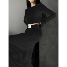 Жіночий костюм штани з лонгслівом Чорний, 46/48