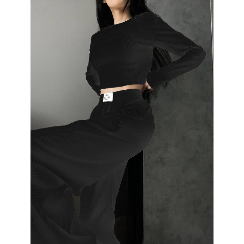 Жіночий костюм штани з лонгслівом Чорний, 50/52