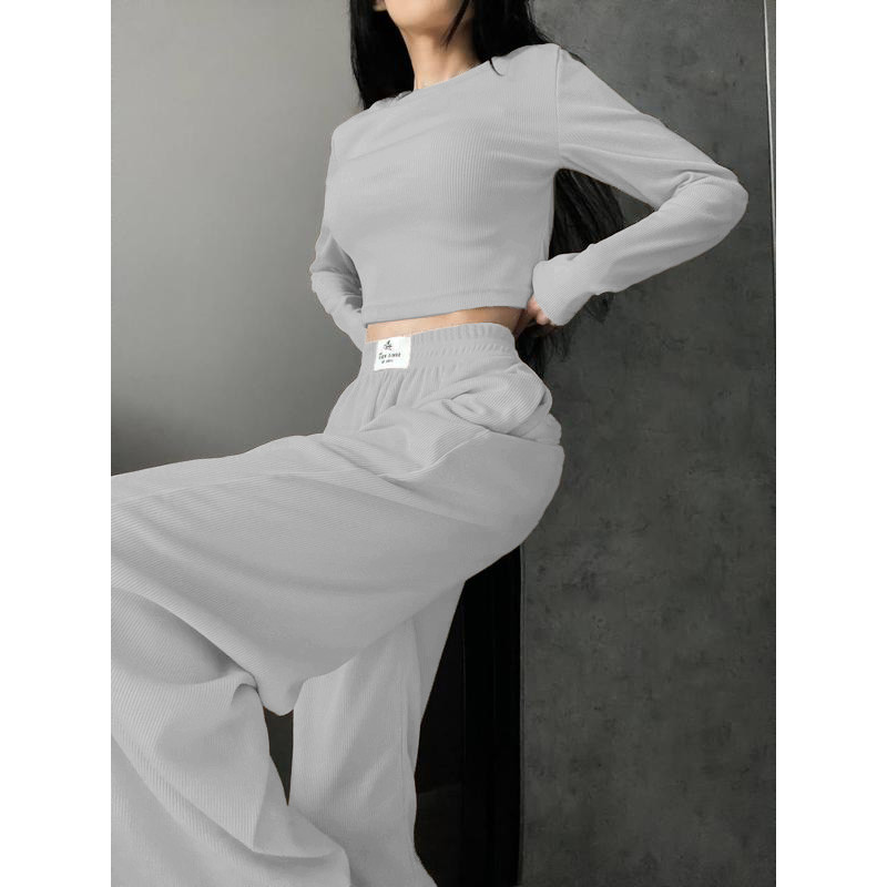 Жіночий костюм штани з лонгслівом Сірий, 46/48