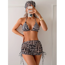 Купальник жіночий роздільний зі спідницею та банданою