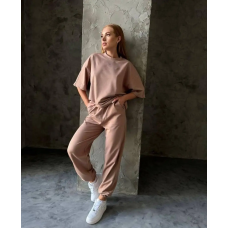 Жіночий повсякденний костюм футболка зі штанами 50/52 Бежевый