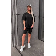 Костюм жіночий футболка з велосипедками  50/52, Чорний