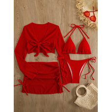 Купальник жіночий роздільний зі спідницею та накидкою L