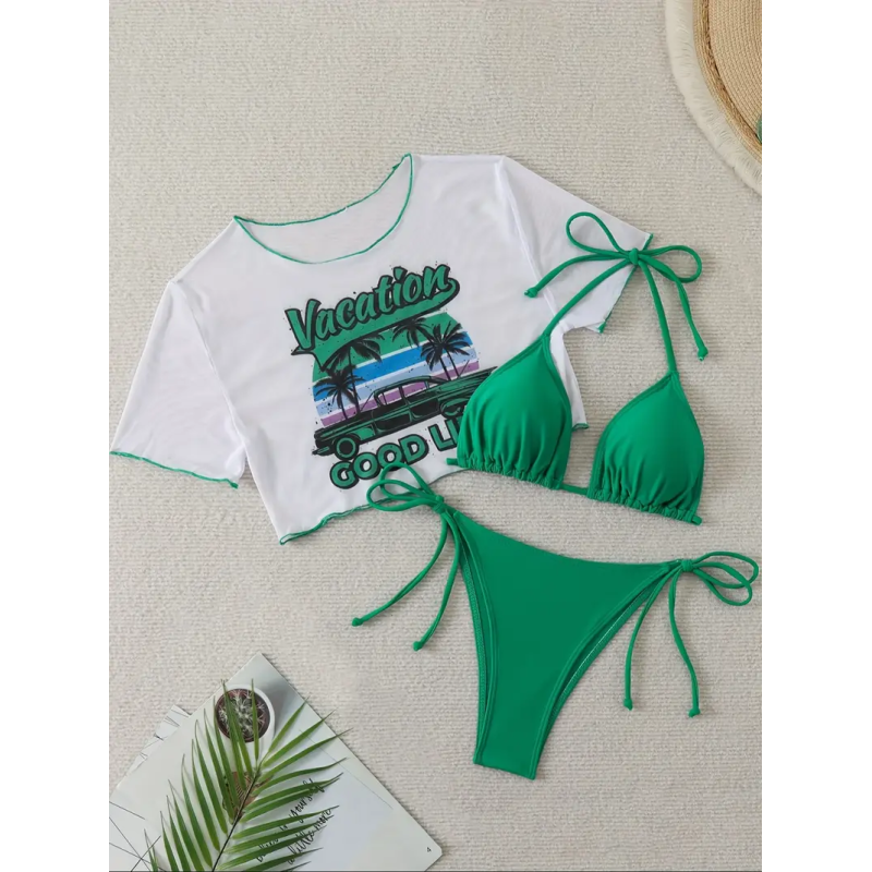 Купальник жіночий трійка з топом, роздільний M/L