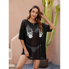 Чорна туніка плаття пляжна оверсайз