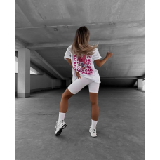 Костюм жіночий футболка з велосипедками 50/52, Білий 3Д