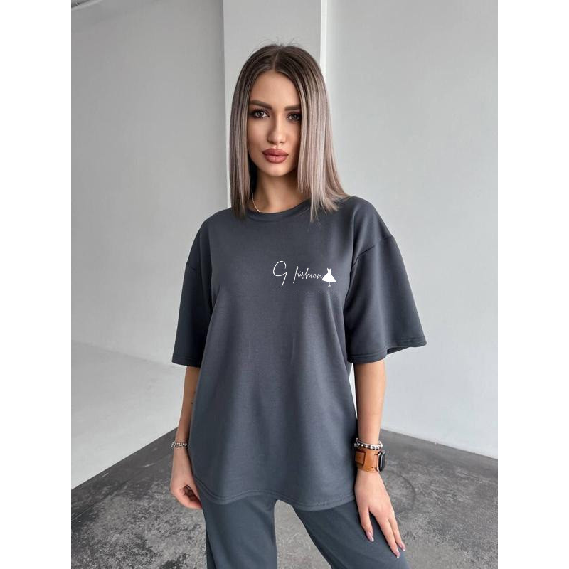 Жіночий повсякденний костюм футболка зі штанами Графіт 42/44 Жіночий повсякденний костюм футболка зі штанами Графіт 42/44