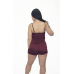 Піжама жіноча шовкова із шортами Бордовий, 4XL