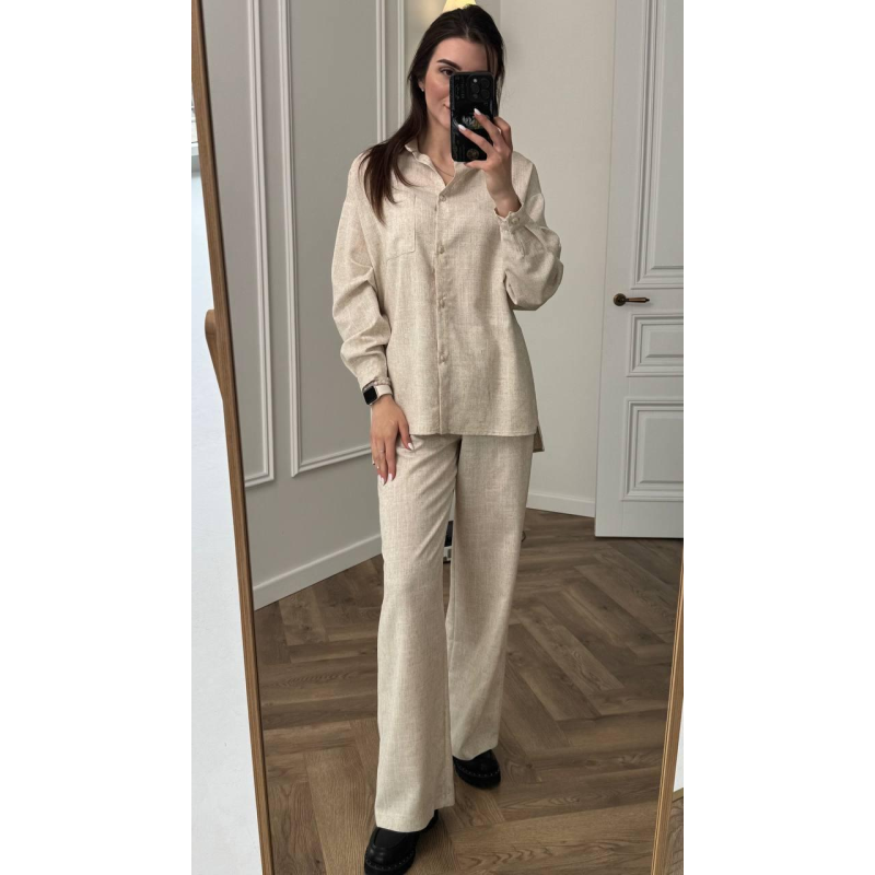 Костюм жіночий літній льон Пісок, 42/44 Костюм жіночий літній льон Пісок, 42/44