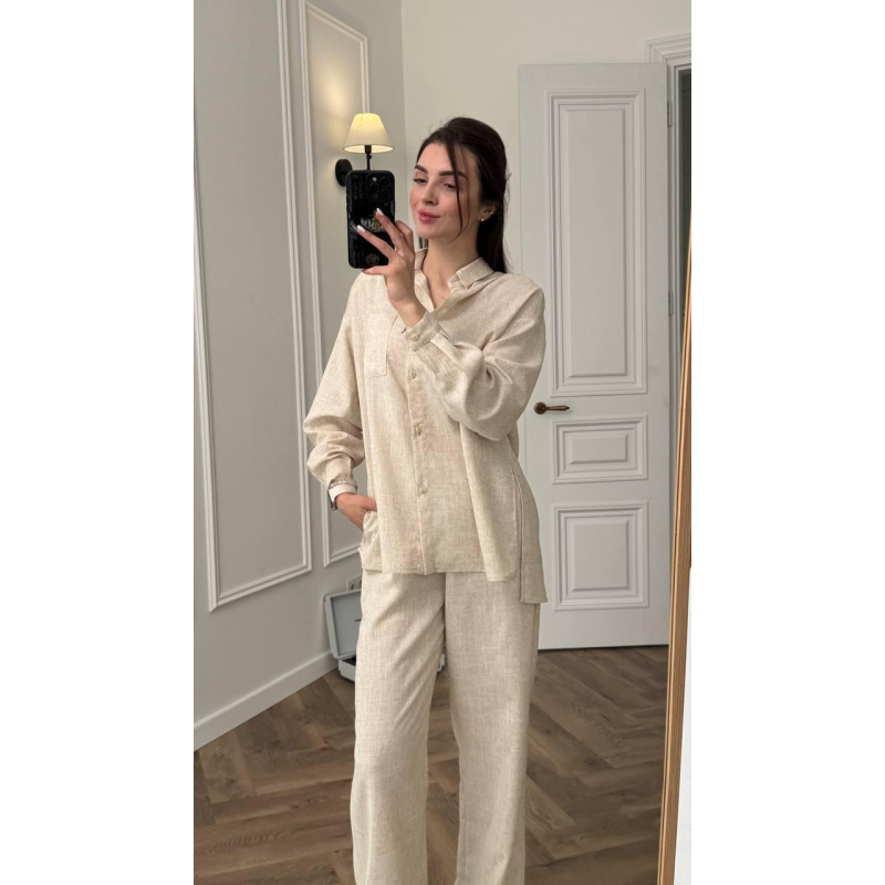 Костюм жіночий літній льон Пісок , 50/52