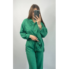 Костюм жіночий літній льон Зелений, 50/52