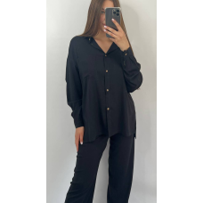 Костюм жіночий літній льон  Чорний, 46/48