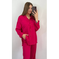 Костюм жіночий літній льон Малиновий, 42/44