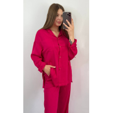 Костюм жіночий літній льон Малиновий, 46/48