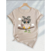 Футболка жіноча турецька трикотаж 3D-накат Бежевий Сова