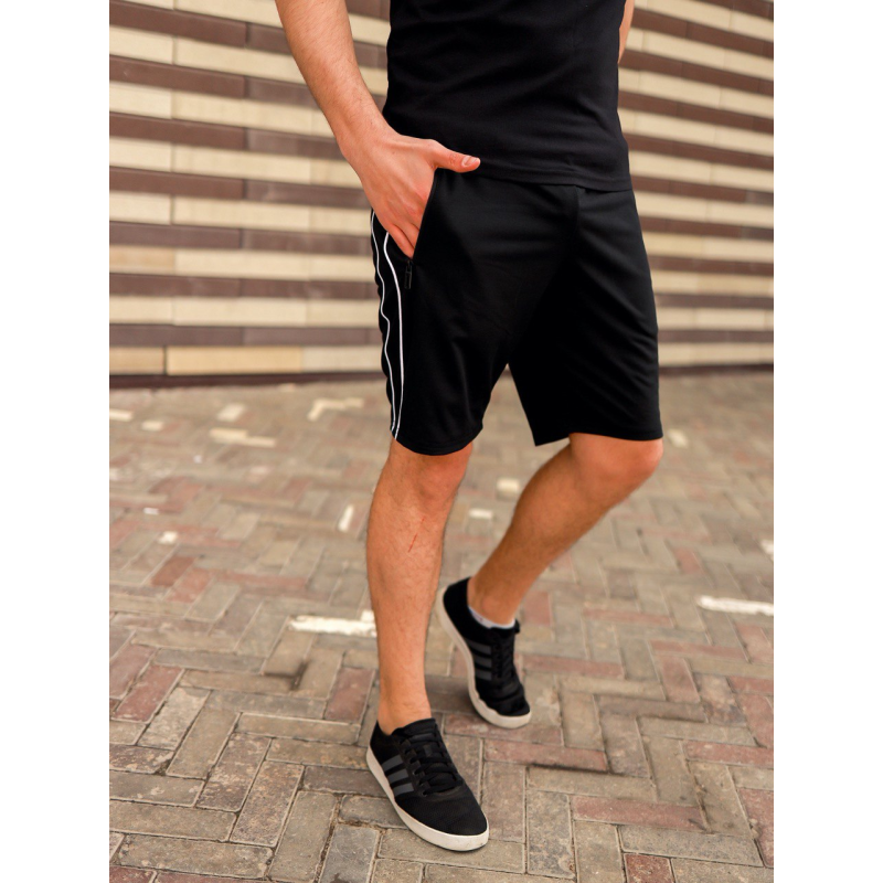 Шорти чоловічі трикотажні з кантом Чорний XL