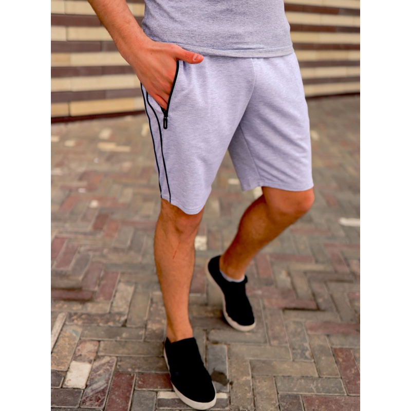 Шорти чоловічі трикотажні з кантом Сірий, L