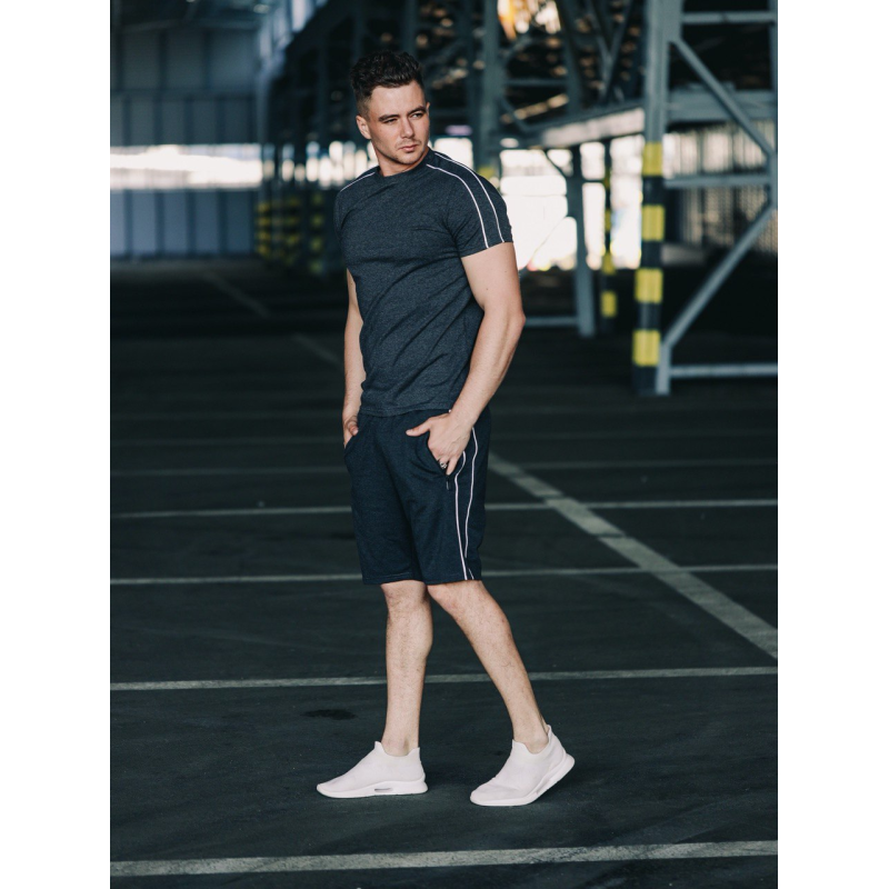Шорти чоловічі трикотажні з кантом Антрацит, L