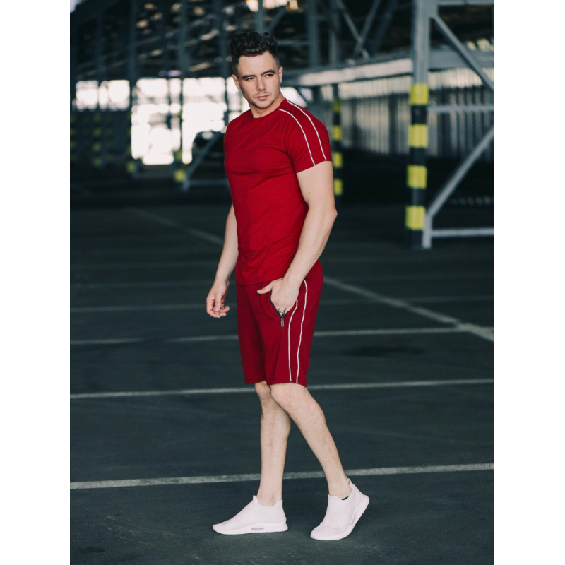 Шорти чоловічі трикотажні з кантом Бордо, M