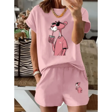 Жіночий костюм футболка з шортами  Рожевий, 50/52