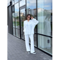 Костюм-трійка жіночий літній з шортами і брюками Білий, М-L