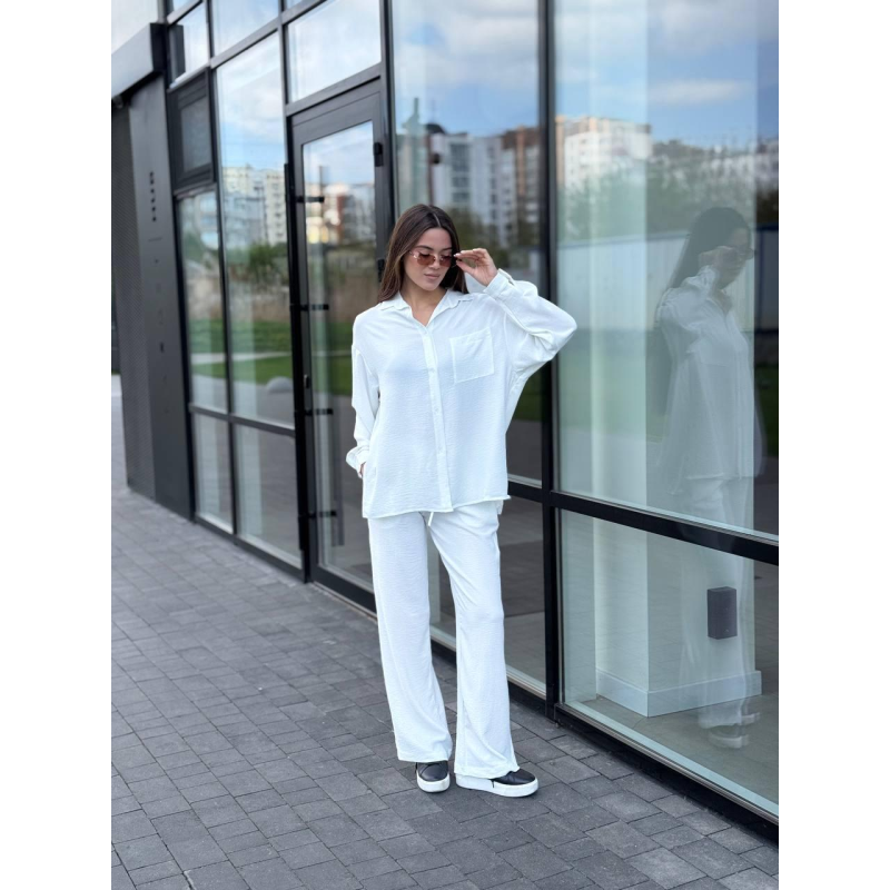 Костюм-трійка жіночий літній з шортами і брюками Білий, XL-XXL