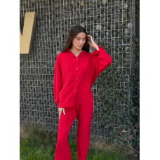 Костюм-трійка жіночий літній з шортами і брюками Червоний, M-L