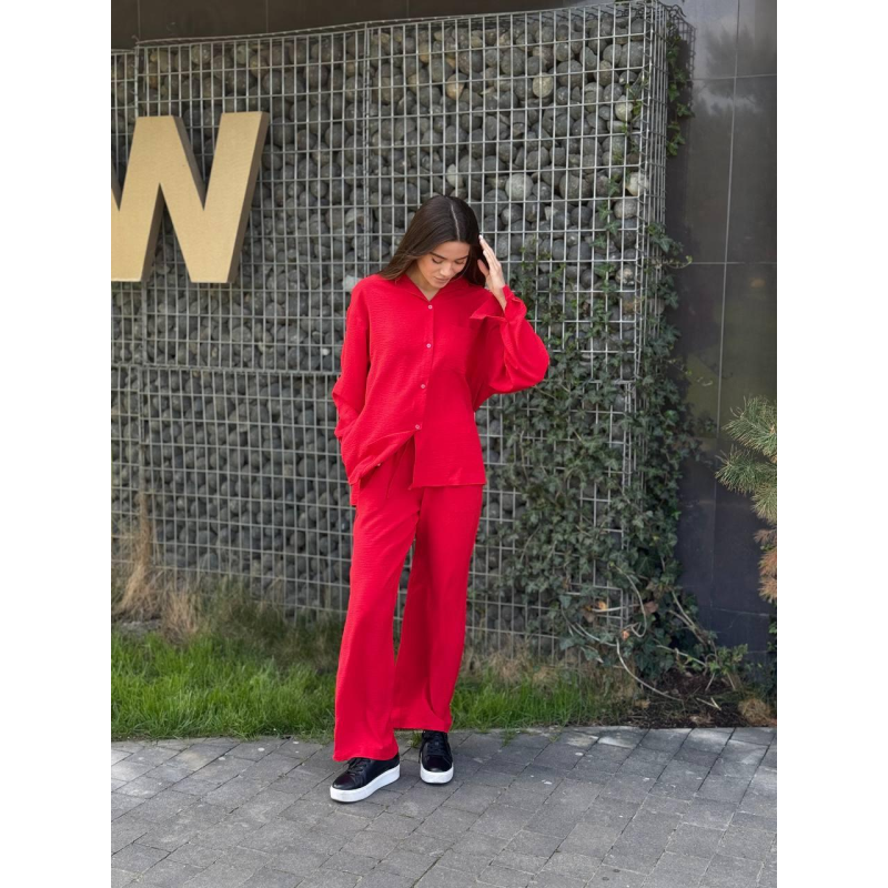 Костюм-трійка жіночий літній з шортами і брюками Червоний, XL-XXL