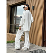 Костюм-трійка жіночий літній з шортами і брюками Молочний, M-L