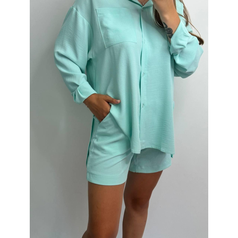 Костюм-трійка жіночий літній з шортами і брюками М“ята, XL-XXL