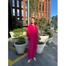 Костюм-трійка жіночий літній з шортами і брюками  Малиновий, M-L