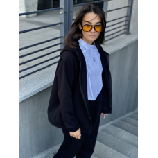 Зип худі жіноче оверсайз  Чорний, 46/48