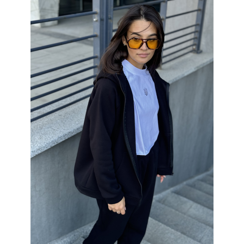 Зип худі жіноче оверсайз  Чорний, 46/48