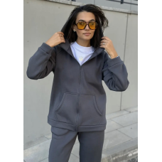 Зип худі жіноче оверсайз  Графіт, 46/48