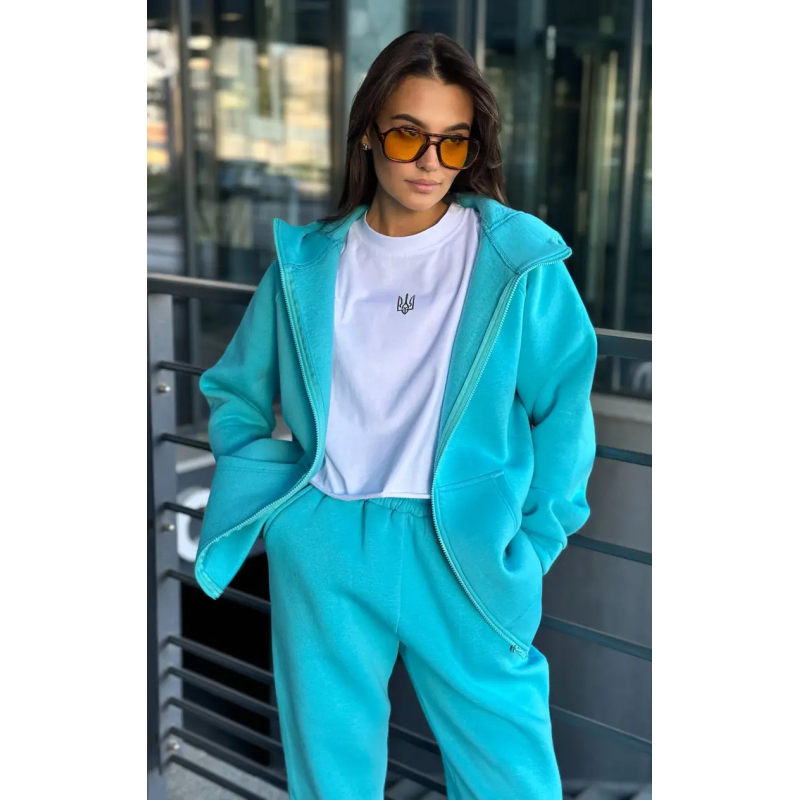 Зип худі жіноче оверсайз  Бірюза, 42/44