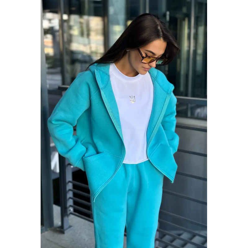 Зип худі жіноче оверсайз  Бірюза, 46/48