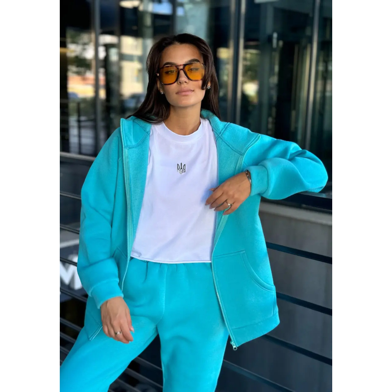 Зип худі жіноче оверсайз  Бірюза, 50/52