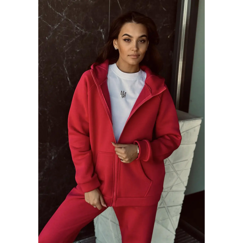 Зип худі жіноче оверсайз Червоний, 46/48