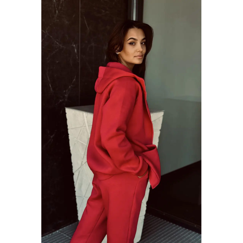 Зип худі жіноче оверсайз  Червоний, 50/52