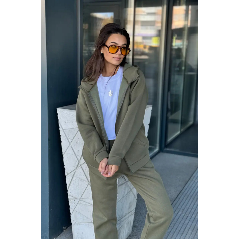 Зип худі жіноче оверсайз  Хакі, 42/44