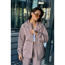 Зип худі жіноче оверсайз  Коричневий, 46/48