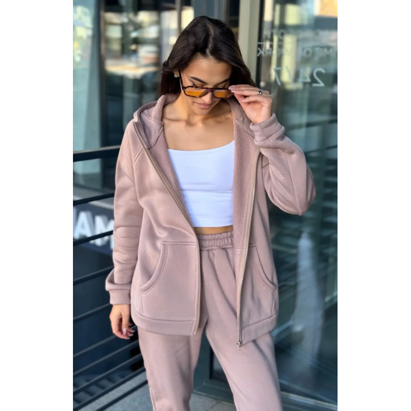 Зип худі жіноче оверсайз  Коричневий, 50/52