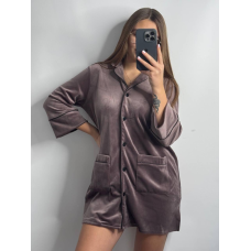 Жіноча сорочка-халат плюш-велюр