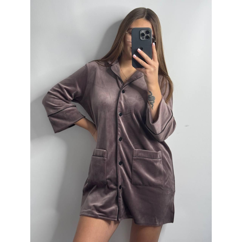 Жіноча сорочка-халат плюш-велюр