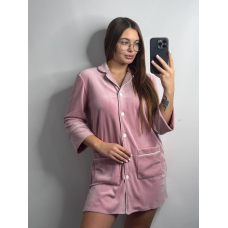 Жіноча сорочка-халат плюш-велюр