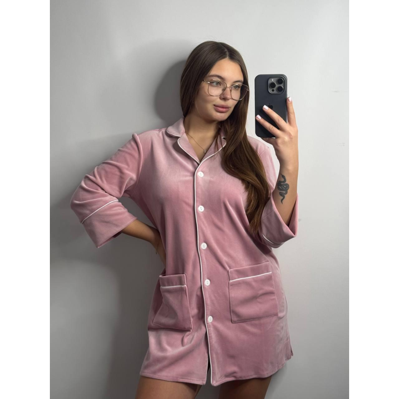 Жіноча сорочка-халат плюш-велюр