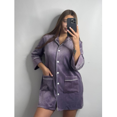 Жіноча сорочка-халат плюш-велюр